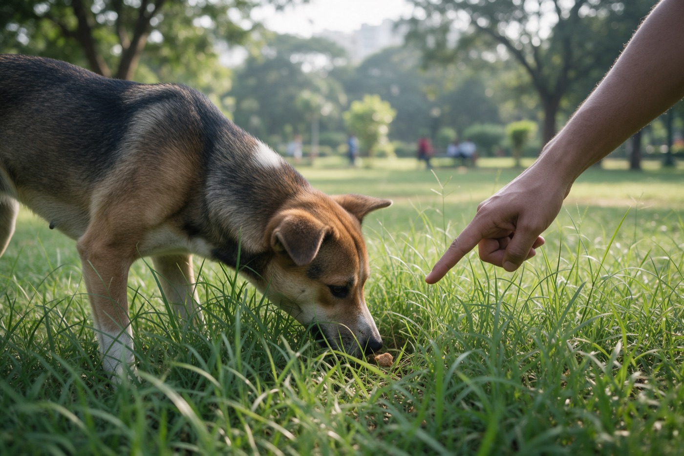 Scent work gives a busy Wood brain a job: hide treats along the walk and send them to find it.